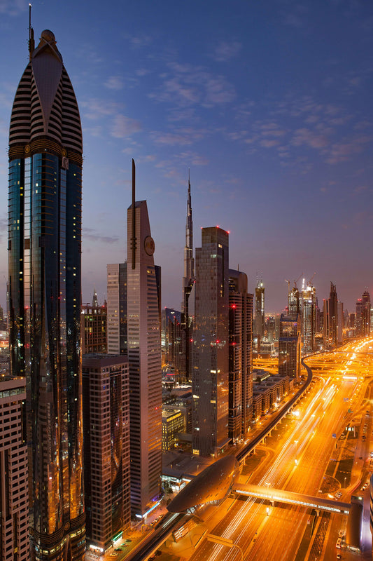 Burj Kalifa Dubai skyline at night
