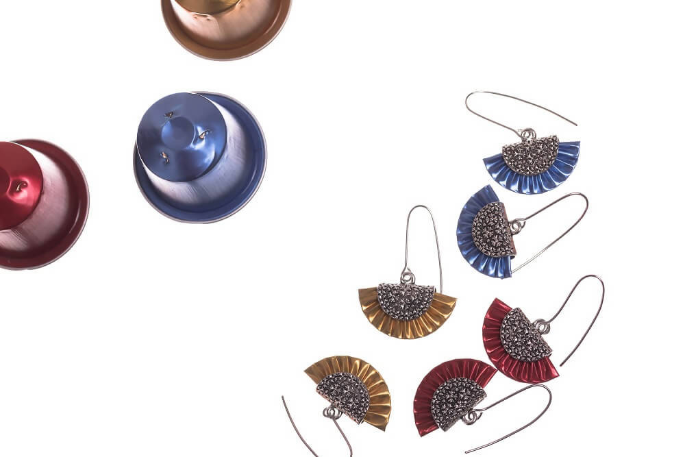Recycled Coffee Pods Earrings - Hand Fan