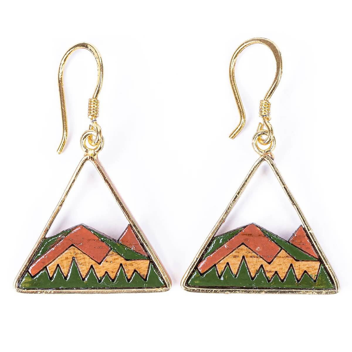 Hill Eco-friendly Recycled Wood Gold Earrings