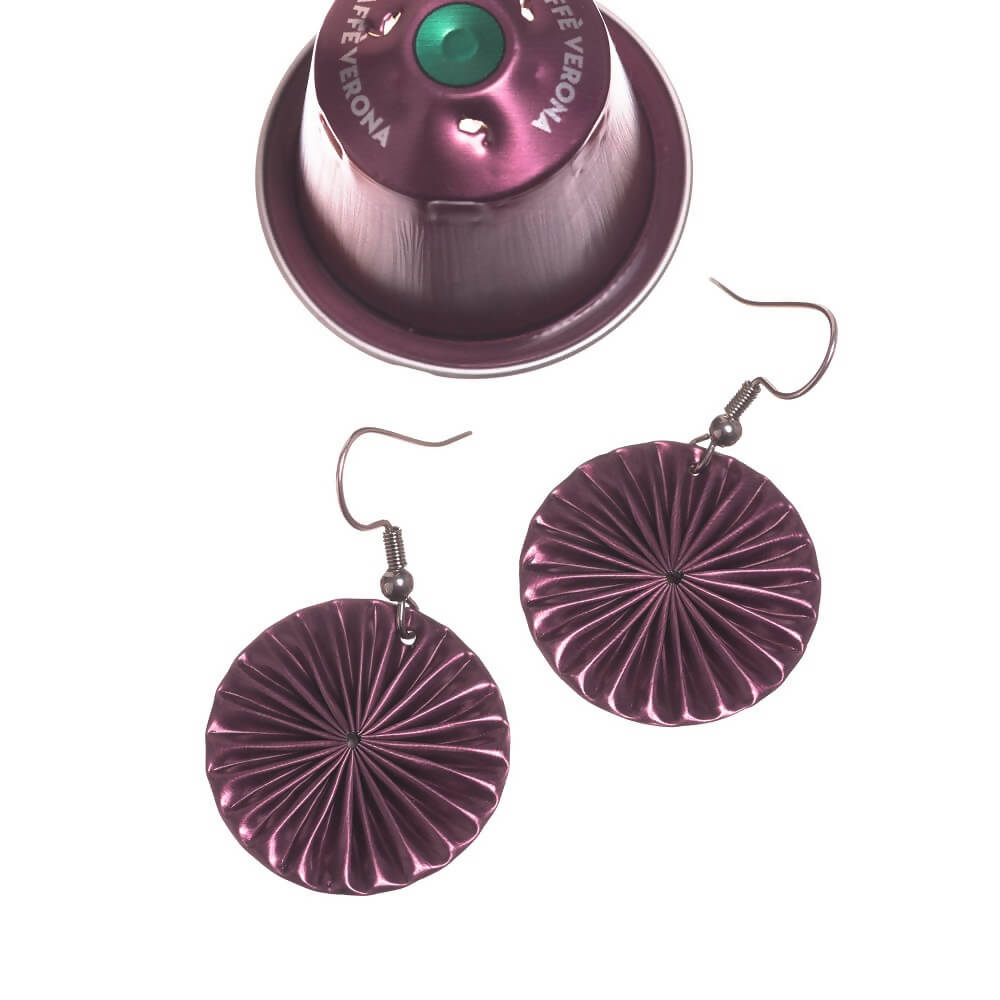 Recycled Coffee Pods Earrings - Fully Open Fan