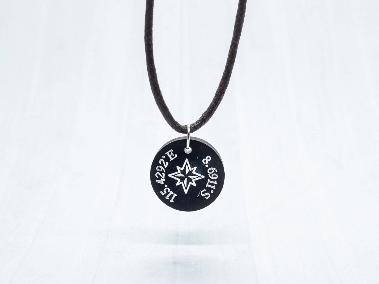 Black Compass Coordinate Necklace