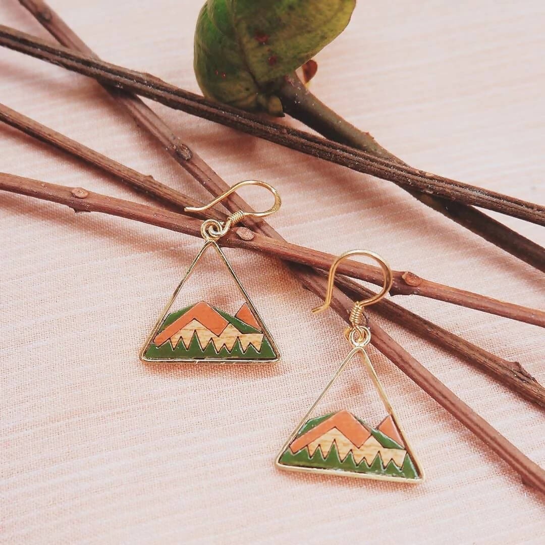 Hill Eco-friendly Recycled Wood Gold Earrings